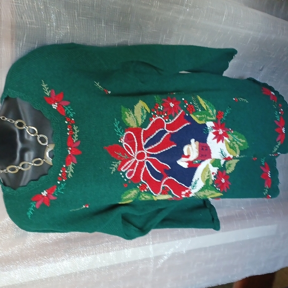 🐝VTG Carly St. Claire Ugly Christmas Sweater Embroidered Sweater, L - Picture 1 of 6